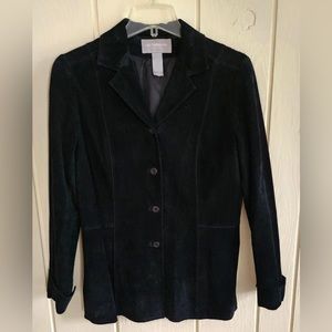 Women's Liz Claiborne Black Suede Shirt Jacket Size M